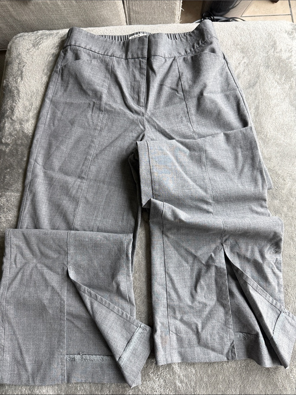Halston Heritage Gray Wide-Leg Tailored Pants